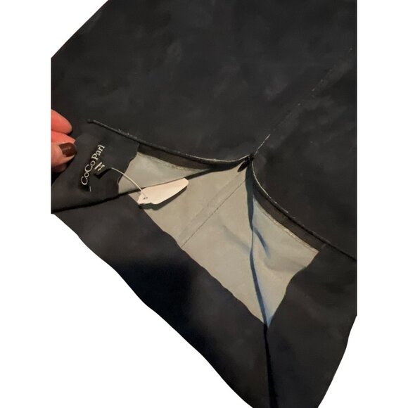 CoCo Pari Navy Suede Pencil Skirt With Back Slit Womens Size L - Picture 6 of 6